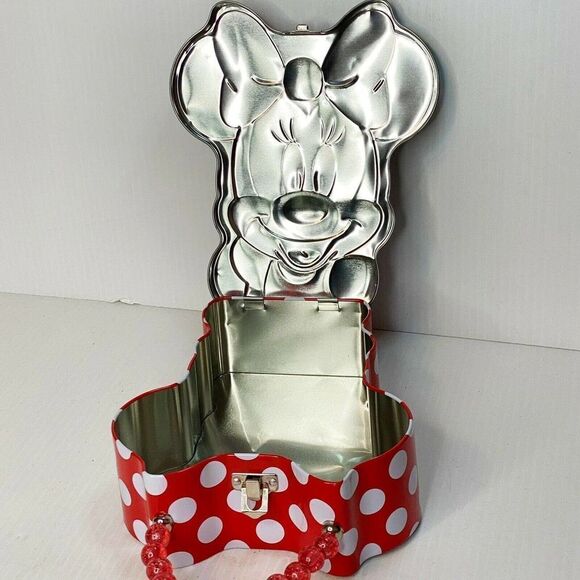 Disney Minnie Mouse Tin Purse with handle Red EUC - Picture 7 of 8